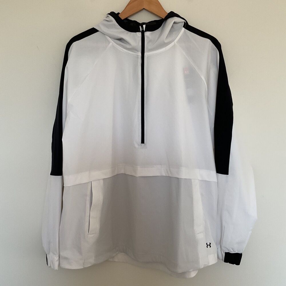 Under Armour Women's Storm Woven Anorak Top Jacket XL White Stretch Repels Water